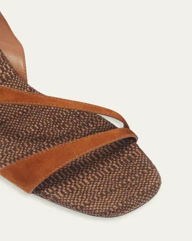 Jimmy Choo 45mm Faye Suede and Raffia Asymmetric Ankle-Strap Sandals | Thumbnail 3 Jimmy Choo 45mm Faye Suede and Raffia Asymmetric Ankle-Strap Sandals | Thumbnail 3