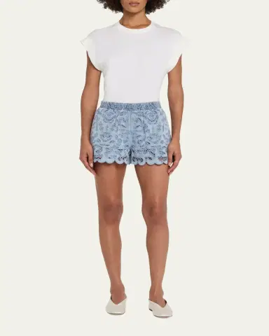 ALICE + OLIVIA Kenley Eyelet Denim Shorts | Thumbnail 2 ALICE + OLIVIA Kenley Eyelet Denim Shorts | Thumbnail 2