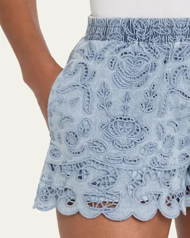 ALICE + OLIVIA Kenley Eyelet Denim Shorts | Thumbnail 5 ALICE + OLIVIA Kenley Eyelet Denim Shorts | Thumbnail 5