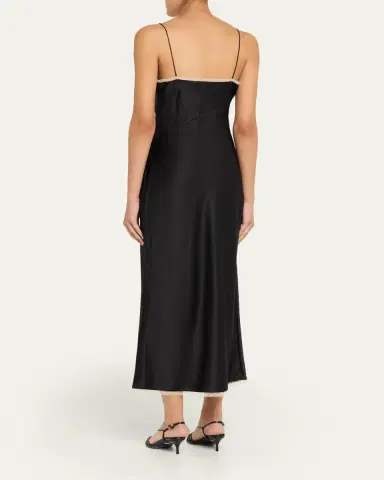 LoveShackFancy Isolie Lace Bow Crepe Midi Dress | Thumbnail 3 LoveShackFancy Isolie Lace Bow Crepe Midi Dress | Thumbnail 3