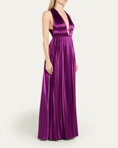 Ulla Johnson Lena Pleated Satin Gown | Thumbnail 4 Ulla Johnson Lena Pleated Satin Gown | Thumbnail 4