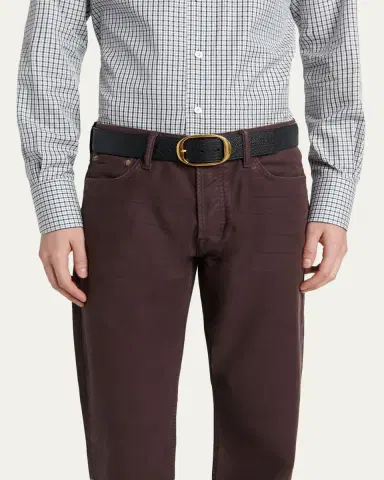 Tom Ford Men's Grained Leather Oval-Buckle Belt | Thumbnail 2 Tom Ford Men's Grained Leather Oval-Buckle Belt | Thumbnail 2