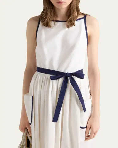 Prada Slubbed Toile Sleeveless Dress | Thumbnail 4 Prada Slubbed Toile Sleeveless Dress | Thumbnail 4