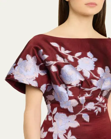 Lela Rose Rose Fil Coupe Empire-Waist Column Gown | Thumbnail 5 Lela Rose Rose Fil Coupe Empire-Waist Column Gown | Thumbnail 5