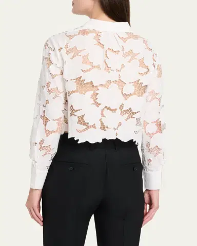 L'Agence Seychelle Eyelet Embroidered Cropped Shirt | Thumbnail 3 L'Agence Seychelle Eyelet Embroidered Cropped Shirt | Thumbnail 3