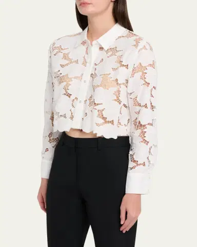 L'Agence Seychelle Eyelet Embroidered Cropped Shirt | Thumbnail 4 L'Agence Seychelle Eyelet Embroidered Cropped Shirt | Thumbnail 4