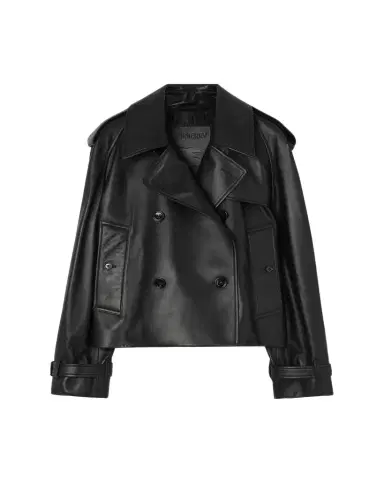 Burberry Cropped Leather Mayfair Trench Jacket | Thumbnail 1 Burberry Cropped Leather Mayfair Trench Jacket | Thumbnail 1
