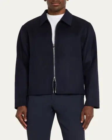 OFFICINE GÉNÉRALE Men's Split Wool Double-Zip Bomber Jacket | Thumbnail 4 OFFICINE GÉNÉRALE Men's Split Wool Double-Zip Bomber Jacket | Thumbnail 4