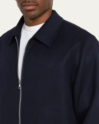 OFFICINE GÉNÉRALE Men's Split Wool Double-Zip Bomber Jacket | Thumbnail 5 OFFICINE GÉNÉRALE Men's Split Wool Double-Zip Bomber Jacket | Thumbnail 5