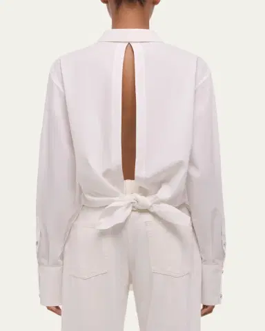 Helmut Lang Tie-Back Button-Front Cotton Shirt | Thumbnail 3 Helmut Lang Tie-Back Button-Front Cotton Shirt | Thumbnail 3