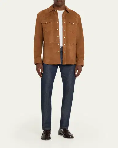 Officine Generale Men's Suede Western Overshirt | Thumbnail 2 Officine Generale Men's Suede Western Overshirt | Thumbnail 2