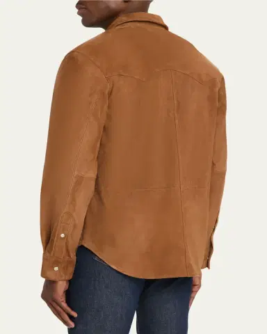 Officine Generale Men's Suede Western Overshirt | Thumbnail 3 Officine Generale Men's Suede Western Overshirt | Thumbnail 3