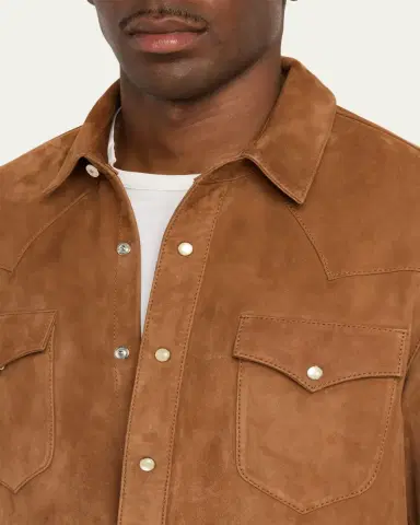 Officine Generale Men's Suede Western Overshirt | Thumbnail 5 Officine Generale Men's Suede Western Overshirt | Thumbnail 5