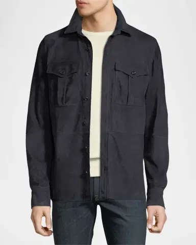 Ralph Lauren Purple Label Men's Lux Suede Flap-Pocket Overshirt | Thumbnail 3 Ralph Lauren Purple Label Men's Lux Suede Flap-Pocket Overshirt | Thumbnail 3