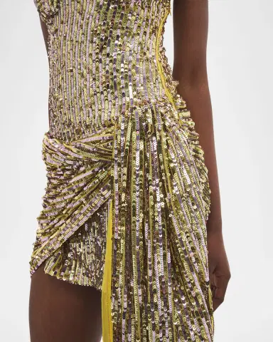 AREA Wrapped Sequin Mini Dress | Thumbnail 3 AREA Wrapped Sequin Mini Dress | Thumbnail 3
