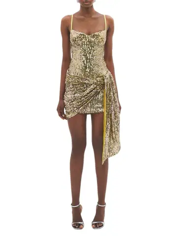 AREA Wrapped Sequin Mini Dress | Thumbnail 1 AREA Wrapped Sequin Mini Dress | Thumbnail 1