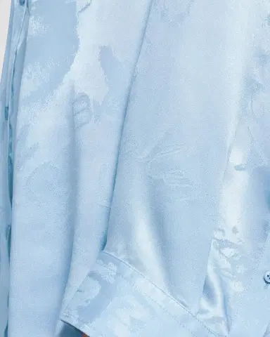 Balenciaga Logo Silk Jacquard Button-Down Cocoon Shirt | Thumbnail 4 Balenciaga Logo Silk Jacquard Button-Down Cocoon Shirt | Thumbnail 4