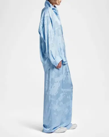 Balenciaga Logo Silk Jacquard Button-Down Cocoon Shirt | Thumbnail 5 Balenciaga Logo Silk Jacquard Button-Down Cocoon Shirt | Thumbnail 5