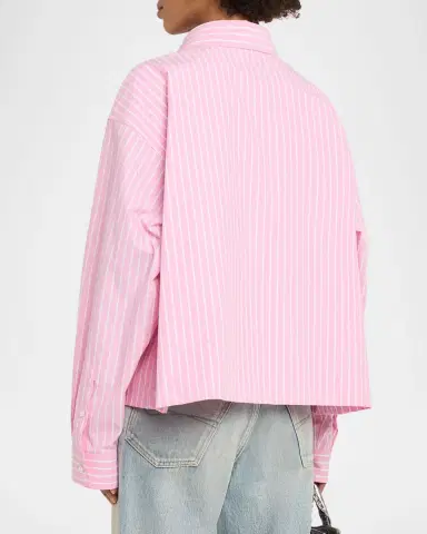 Balenciaga Folded Striped Cotton Boxy Button-Down Shirt | Thumbnail 2 Balenciaga Folded Striped Cotton Boxy Button-Down Shirt | Thumbnail 2