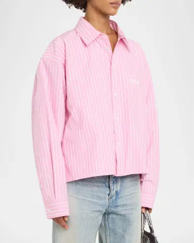 Balenciaga Folded Striped Cotton Boxy Button-Down Shirt | Thumbnail 3 Balenciaga Folded Striped Cotton Boxy Button-Down Shirt | Thumbnail 3
