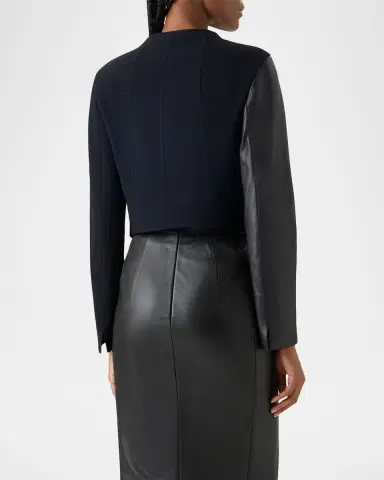 Akris Hynora Wool and Leather Asymmetric Jacket | Thumbnail 2 Akris Hynora Wool and Leather Asymmetric Jacket | Thumbnail 2