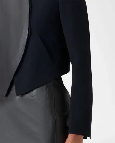 Akris Hynora Wool and Leather Asymmetric Jacket | Thumbnail 4 Akris Hynora Wool and Leather Asymmetric Jacket | Thumbnail 4
