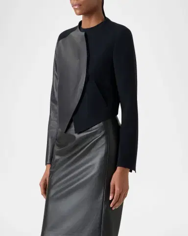 Akris Hynora Wool and Leather Asymmetric Jacket | Thumbnail 5 Akris Hynora Wool and Leather Asymmetric Jacket | Thumbnail 5