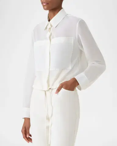 Akris Cotton Drawstring Collared Blouson Shirt | Thumbnail 5 Akris Cotton Drawstring Collared Blouson Shirt | Thumbnail 5