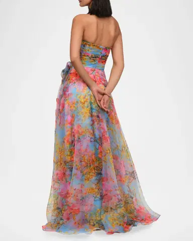 Theia Eloise Strapless Floral-Print Organza Gown | Thumbnail 2 Theia Eloise Strapless Floral-Print Organza Gown | Thumbnail 2