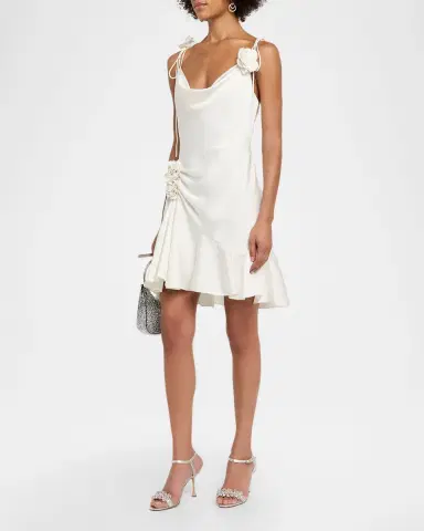 Cinq à Sept Ganessa Beaded Flowers Satin Mini Dress | Thumbnail 3 Cinq à Sept Ganessa Beaded Flowers Satin Mini Dress | Thumbnail 3