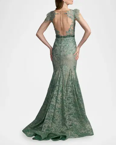 Mac Duggal Embellished Lace Trumpet Gown | Thumbnail 2 Mac Duggal Embellished Lace Trumpet Gown | Thumbnail 2