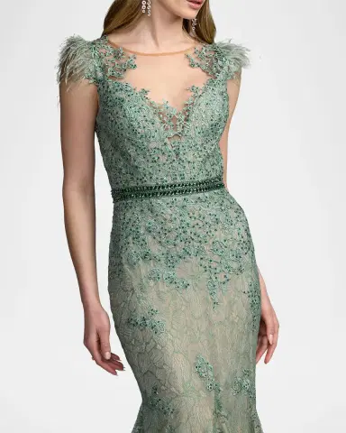 Mac Duggal Embellished Lace Trumpet Gown | Thumbnail 3 Mac Duggal Embellished Lace Trumpet Gown | Thumbnail 3