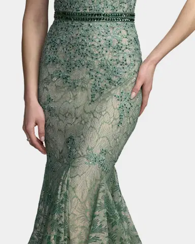 Mac Duggal Embellished Lace Trumpet Gown | Thumbnail 4 Mac Duggal Embellished Lace Trumpet Gown | Thumbnail 4