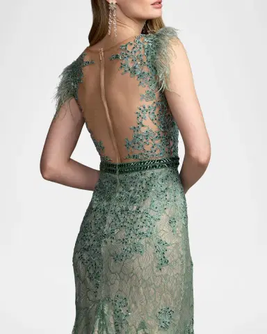 Mac Duggal Embellished Lace Trumpet Gown | Thumbnail 5 Mac Duggal Embellished Lace Trumpet Gown | Thumbnail 5