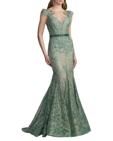 Mac Duggal Embellished Lace Trumpet Gown | Thumbnail 1 Mac Duggal Embellished Lace Trumpet Gown | Thumbnail 1