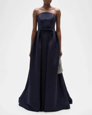 Amsale Strapless Flared Long Gown | Thumbnail 3 Amsale Strapless Flared Long Gown | Thumbnail 3