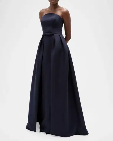 Amsale Strapless Flared Long Gown | Thumbnail 4 Amsale Strapless Flared Long Gown | Thumbnail 4
