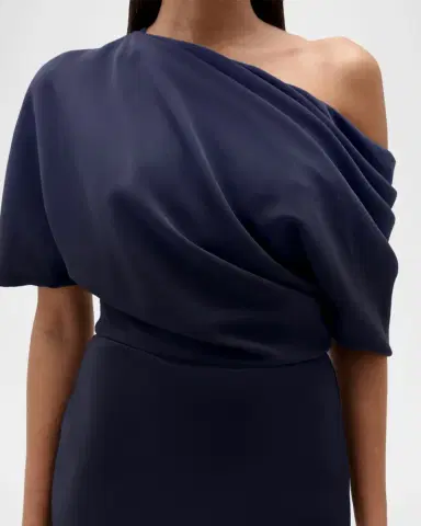 Amsale Asymmetric Draped Bodice Long Gown | Thumbnail 4 Amsale Asymmetric Draped Bodice Long Gown | Thumbnail 4