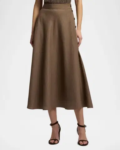 Ralph Lauren Collection Classic Linen A-Line Midi Skirt | Thumbnail 3 Ralph Lauren Collection Classic Linen A-Line Midi Skirt | Thumbnail 3