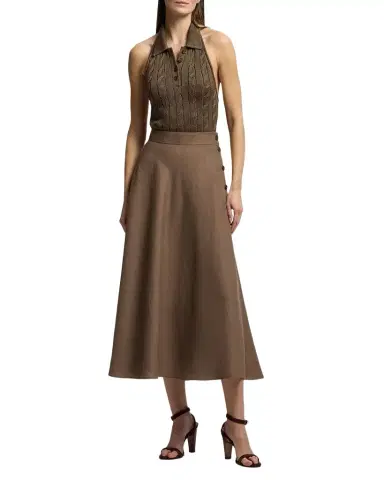Ralph Lauren Collection Classic Linen A-Line Midi Skirt | Thumbnail 1 Ralph Lauren Collection Classic Linen A-Line Midi Skirt | Thumbnail 1
