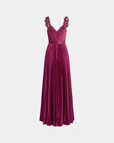 Mac Duggal Floral Strap Charmeuse High-Low Gown | Thumbnail 3 Mac Duggal Floral Strap Charmeuse High-Low Gown | Thumbnail 3