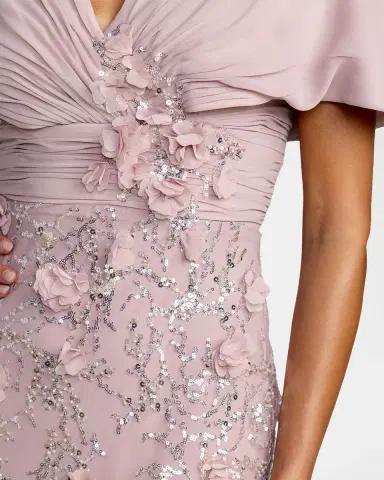Mac Duggal 3D Mini Rosette Column Gown | Thumbnail 5 Mac Duggal 3D Mini Rosette Column Gown | Thumbnail 5