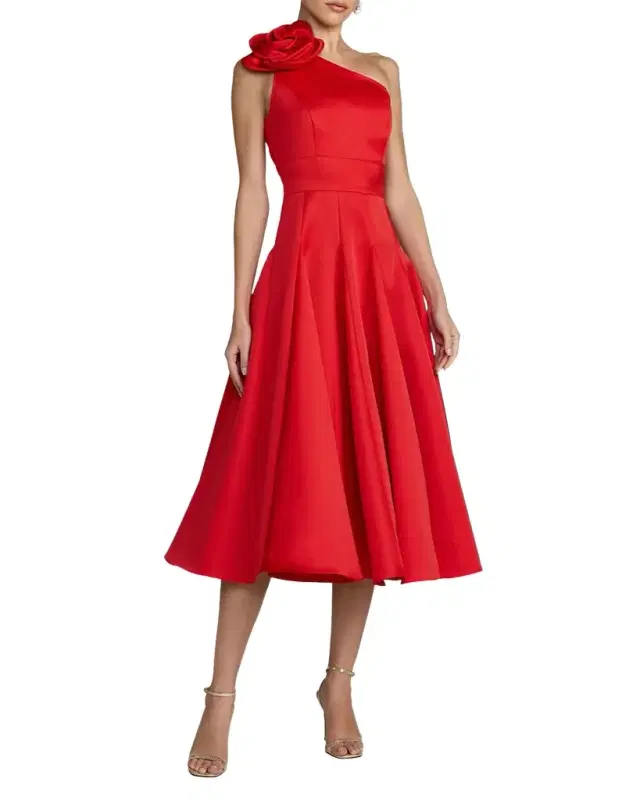 3D Floral Satin Fit & Flare Midi Dress 3D Floral Satin Fit & Flare Midi Dress