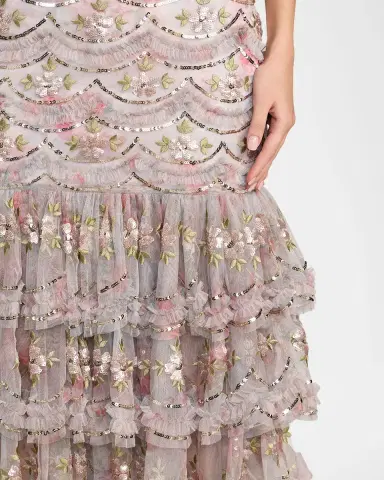 Mac Duggal Ruffled Sequined Midi Dress | Thumbnail 4 Mac Duggal Ruffled Sequined Midi Dress | Thumbnail 4