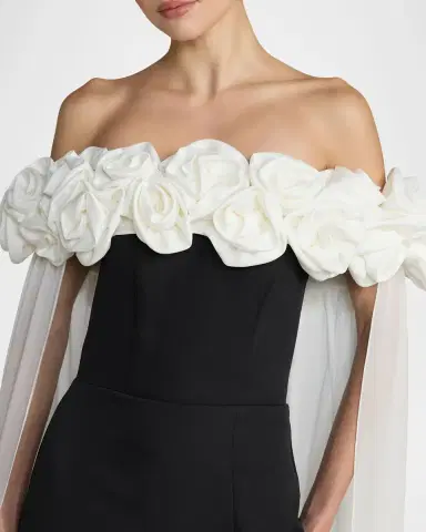 Mac Duggal 3D Floral Crepe Off-The-Shoulder Gown | Thumbnail 3 Mac Duggal 3D Floral Crepe Off-The-Shoulder Gown | Thumbnail 3
