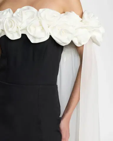 Mac Duggal 3D Floral Crepe Off-The-Shoulder Gown | Thumbnail 4 Mac Duggal 3D Floral Crepe Off-The-Shoulder Gown | Thumbnail 4
