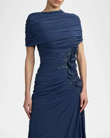Mac Duggal 3D Floral Beaded Asymmetric Gown | Thumbnail 3 Mac Duggal 3D Floral Beaded Asymmetric Gown | Thumbnail 3