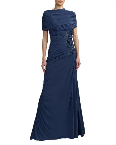 Mac Duggal 3D Floral Beaded Asymmetric Gown | Thumbnail 1 Mac Duggal 3D Floral Beaded Asymmetric Gown | Thumbnail 1