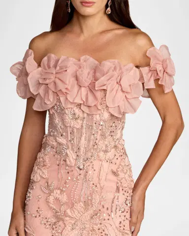 Mac Duggal Floral Embroidered Trumpet Gown | Thumbnail 3 Mac Duggal Floral Embroidered Trumpet Gown | Thumbnail 3