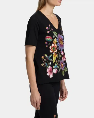 Johnny Was Raw-Cut Floral Embroidered Cotton T-Shirt | Thumbnail 6 Johnny Was Raw-Cut Floral Embroidered Cotton T-Shirt | Thumbnail 6